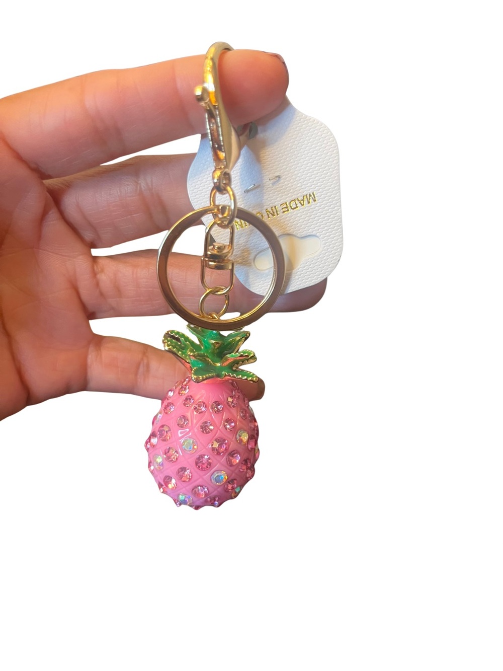 Pink Rhinestone Pineapple Bagcharm/Keychain - Picture 2 of 4